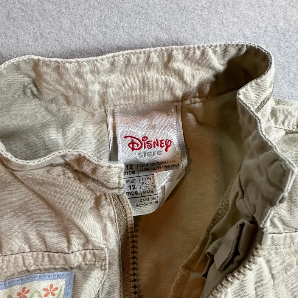 Vintage‎ Disney Winnie the Pooh Baby Dress Bloomer Set 12 Months Khaki Safari